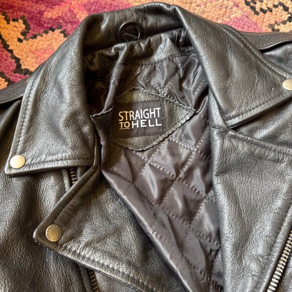 Women's Motorcycle Jacket - Leather - S - Picture 2 of 6